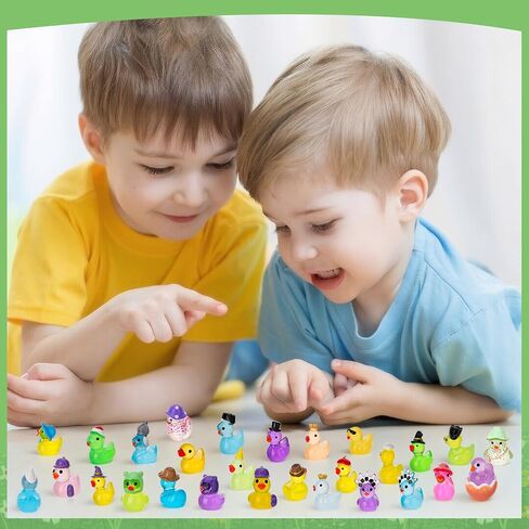 100 Pcs Luminous Mini Resin Ducks, Tiny Ducks Figurines to Hide Wearing Hats Glow in Dark for DIY Fairy Garden Dollhouse Cake Decoration (27 Styles) in Saudi Arabia