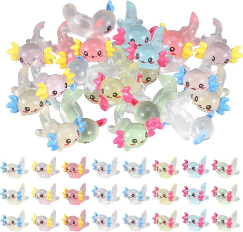 24 PCS 8 COLORS MINI AXOLOTL TOCURES ، توهج في التماثيل الحيوانية الصغيرة الداكنة الصغيرة ، الزخارف البلاستيكية الصغيرة لزخرفة حديقة DIY دمية محفوظة بوعاء. in Saudi Arabia