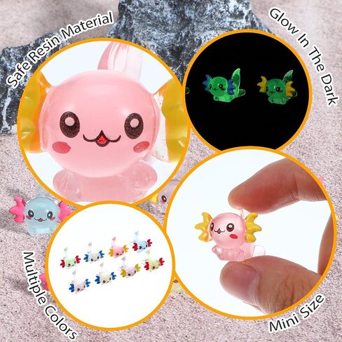 24 PCS 8 COLORS MINI AXOLOTL TOCURES ، توهج في التماثيل الحيوانية الصغيرة الداكنة الصغيرة ، الزخارف البلاستيكية الصغيرة لزخرفة حديقة DIY دمية محفوظة بوعاء. in Saudi Arabia