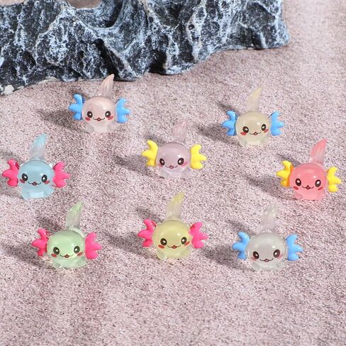 24 PCS 8 COLORS MINI AXOLOTL TOCURES ، توهج في التماثيل الحيوانية الصغيرة الداكنة الصغيرة ، الزخارف البلاستيكية الصغيرة لزخرفة حديقة DIY دمية محفوظة بوعاء. in Saudi Arabia