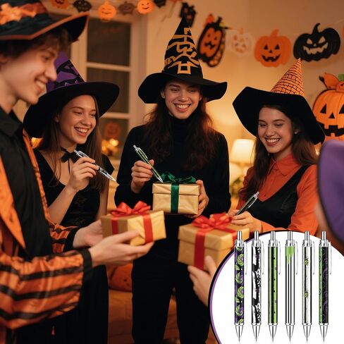 24 PCS Halloween Sandworm Pens Bulk Black and White مخططة مخططة Point Pens Spider Sandworm Purple Green Holiday For Halloween Home Office School Schools (Classic) in Saudi Arabia