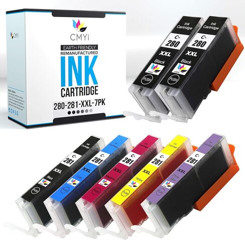 280XXL 281XXL Replacement Combo Pack Ink Cartridges for Canon PIXMA TS8120, TS8220, TS8320, TS9120, TS9520 (2 PG Black, 1 Black, 1 Cyan, 1 Magenta, 1 Yellow, 1 Photo Blue) in Kuwait