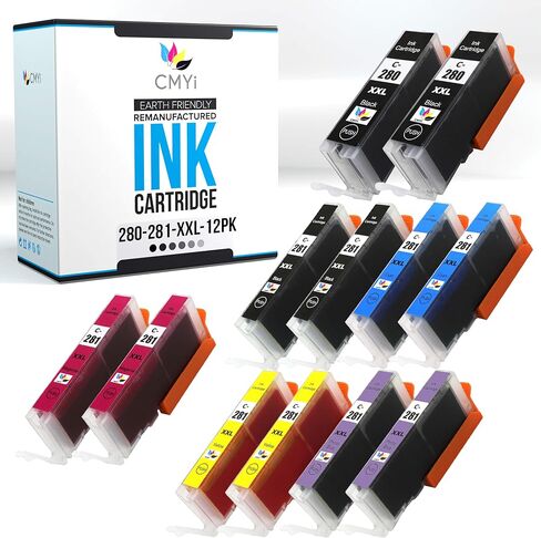 280XXL 281XXL Replacement Combo Pack Ink Cartridges for Canon PIXMA TS8120, TS8220, TS8320, TS9120, TS9520 (2 PG Black, 1 Black, 1 Cyan, 1 Magenta, 1 Yellow, 1 Photo Blue) in Kuwait