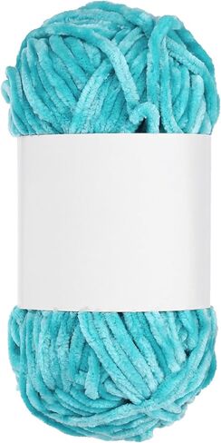 MECCANIXITY Velvet Chenille Yarn Bulky Fluffy Chunky Yarn for Crochet Soft Chenille Blanket for Hand Knitting Crocheting (Sky Blue, 87.5 Yards/80m) in Saudi Arabia