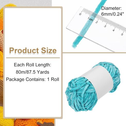 MECCANIXITY Velvet Chenille Yarn Bulky Fluffy Chunky Yarn for Crochet Soft Chenille Blanket for Hand Knitting Crocheting (Sky Blue, 87.5 Yards/80m) in Saudi Arabia