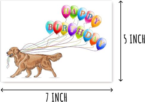 بطاقة Golden Retriever - بطاقة عيد ميلاد سعيد - بطاقة عيد ميلاد Golden Retriever - بطاقة الكلاب - بطاقة لعشاق الكلاب - بطاقة البالونات - بطاقة لطيفة in Saudi Arabia