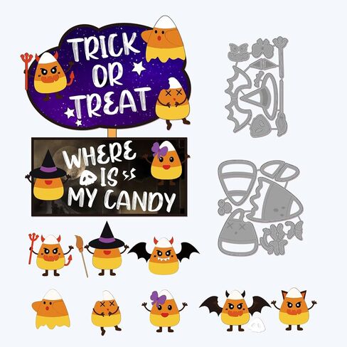 GLOBLELAND Candy Corn Cut Dies Halloween Festival Embossing Template Trick or Treat Carbon Steel Die Cuts for DIY Scrapbooking Card Making DIY Craft Decor in Saudi Arabia