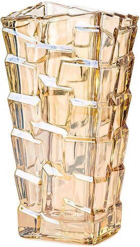 Modern Glass Vases Ice Cracking Style Flower Vase Desktop Ornaments Propagation Station Plant Holder for Home Wedding Decor (Ice Crack, Amber) in Saudi Arabia