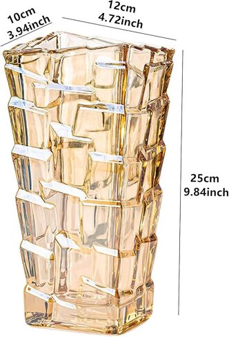 Modern Glass Vases Ice Cracking Style Flower Vase Desktop Ornaments Propagation Station Plant Holder for Home Wedding Decor (Ice Crack, Amber) in Saudi Arabia