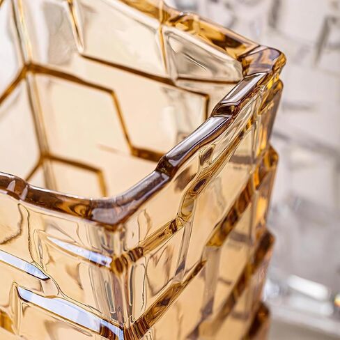 Modern Glass Vases Ice Cracking Style Flower Vase Desktop Ornaments Propagation Station Plant Holder for Home Wedding Decor (Ice Crack, Amber) in Saudi Arabia