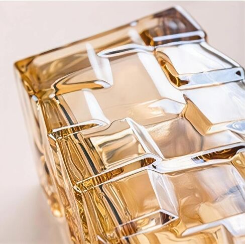 Modern Glass Vases Ice Cracking Style Flower Vase Desktop Ornaments Propagation Station Plant Holder for Home Wedding Decor (Ice Crack, Amber) in Saudi Arabia