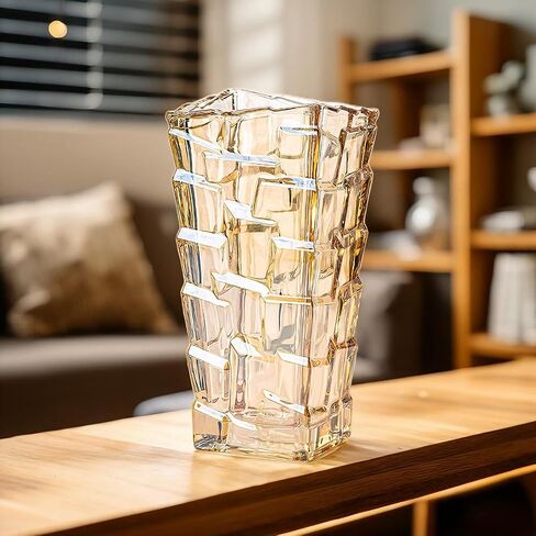 Modern Glass Vases Ice Cracking Style Flower Vase Desktop Ornaments Propagation Station Plant Holder for Home Wedding Decor (Ice Crack, Amber) in Saudi Arabia