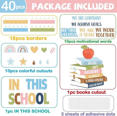 Blue Boho Bultin Bulletin Board Lovel Wessions مرة أخرى إلى School Lexplation Station Decoritations مجموعة بوهيميان في هذه القطع الورقية المدرسية لمستلزمات باب الجدار في المنزل الابتدائي in Saudi Arabia
