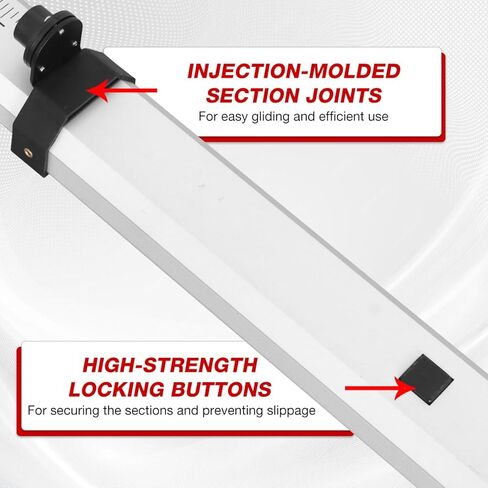 قضيب من الألومنيوم بطول 16 قدمًا - قضيب تسوية متداخل من 3 أقسام مع مستوى فقاعات، علامات مزدوجة الجوانب للقياس الدقيق (5 م/16 قدم، 10 أجزاء) in Kuwait