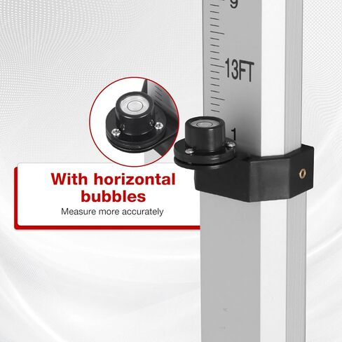 قضيب من الألومنيوم بطول 16 قدمًا - قضيب تسوية متداخل من 3 أقسام مع مستوى فقاعات، علامات مزدوجة الجوانب للقياس الدقيق (5 م/16 قدم، 10 أجزاء) in Kuwait