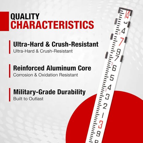 قضيب من الألومنيوم بطول 16 قدمًا - قضيب تسوية متداخل من 3 أقسام مع مستوى فقاعات، علامات مزدوجة الجوانب للقياس الدقيق (5 م/16 قدم، 10 أجزاء) in Kuwait