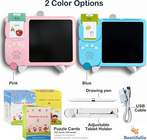 Talking Flash Cards for Toddlers - LCD Writing Tablet Kids - Drawing Tablet Toddler Toys 510 Sight Words Learning Montessori - Autism & Speech Therapy Toys - Kindergarten Gifts in Saudi Arabia