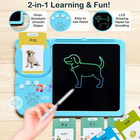 Talking Flash Cards for Toddlers - LCD Writing Tablet Kids - Drawing Tablet Toddler Toys 510 Sight Words Learning Montessori - Autism & Speech Therapy Toys - Kindergarten Gifts in Saudi Arabia