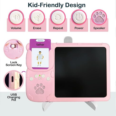 Talking Flash Cards for Toddlers - LCD Writing Tablet Kids - Drawing Tablet Toddler Toys 510 Sight Words Learning Montessori - Autism & Speech Therapy Toys - Kindergarten Gifts in Saudi Arabia
