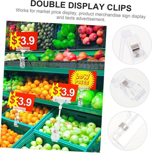 25Pcs Double Display Tag Clips Rotatable Sign Holder for Retail Store Supplies Flexible Price Clip Holder for Easy Display and Versatile Use in Kuwait