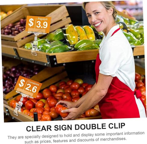 25Pcs Double Display Tag Clips Rotatable Sign Holder for Retail Store Supplies Flexible Price Clip Holder for Easy Display and Versatile Use in Kuwait