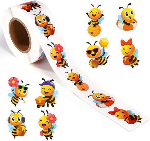 ملصقات 500pcs عسل النحل ، لفات حيوانات نحلة نحلة لمكافأة الأطفال لمكافأة دفتر المحمول. in Kuwait