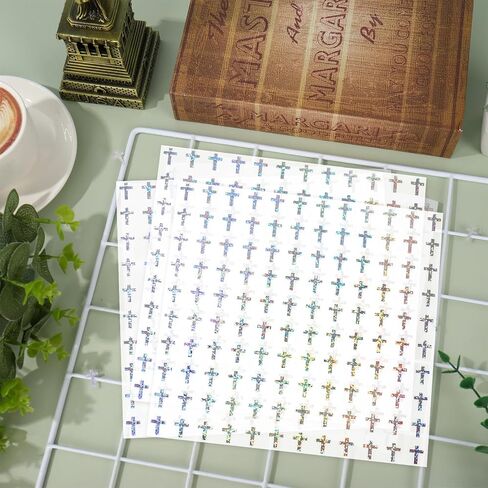 2400Pcs Mini Cross Sticker Laser Christening Paper Decal Holographic Baptism Self-Adhesive Sticker for Church Planner Envelope Scrapbook DIY Supplies, 0.5 in in Saudi Arabia