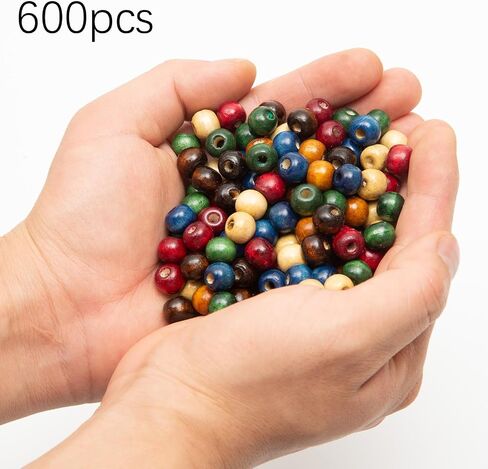 1000pcs حبات خشبية ملونة 8 مم حبات خشبية فضفاضة حبات الفواصل لمجوهرات قلادة سوار صنع مركبة DIY (8mm -000pcs) in Kuwait