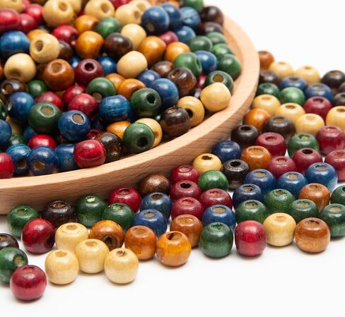 1000pcs حبات خشبية ملونة 8 مم حبات خشبية فضفاضة حبات الفواصل لمجوهرات قلادة سوار صنع مركبة DIY (8mm -000pcs) in Kuwait