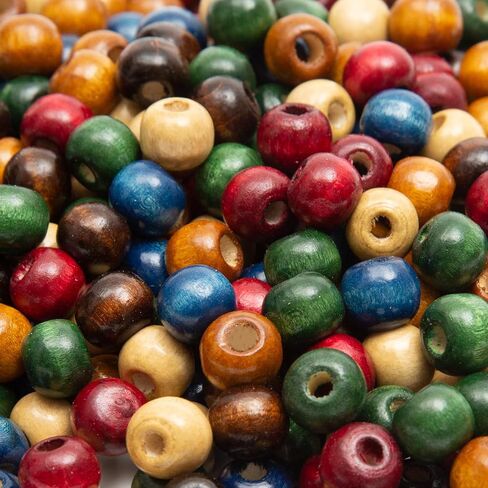 1000pcs حبات خشبية ملونة 8 مم حبات خشبية فضفاضة حبات الفواصل لمجوهرات قلادة سوار صنع مركبة DIY (8mm -000pcs) in Kuwait