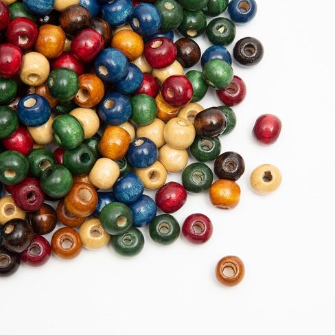 1000pcs حبات خشبية ملونة 8 مم حبات خشبية فضفاضة حبات الفواصل لمجوهرات قلادة سوار صنع مركبة DIY (8mm -000pcs) in Kuwait