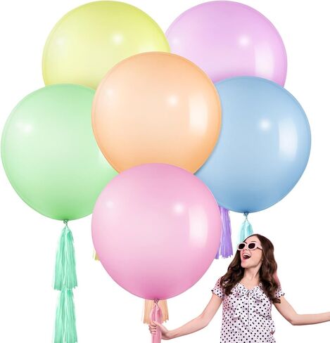 Gejoy 12 Set Balloons Pastel Jumbo 36 بوصة بالون معكرون مع شرابات البالون اللاتكس Giant For Birthday Party Baby Shower Decorations Easter in Saudi Arabia