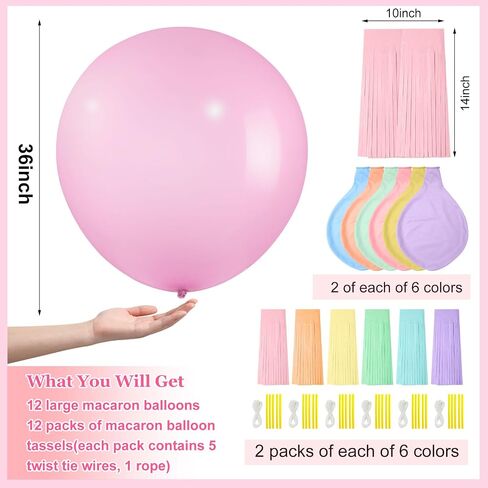 Gejoy 12 Set Balloons Pastel Jumbo 36 بوصة بالون معكرون مع شرابات البالون اللاتكس Giant For Birthday Party Baby Shower Decorations Easter in Saudi Arabia