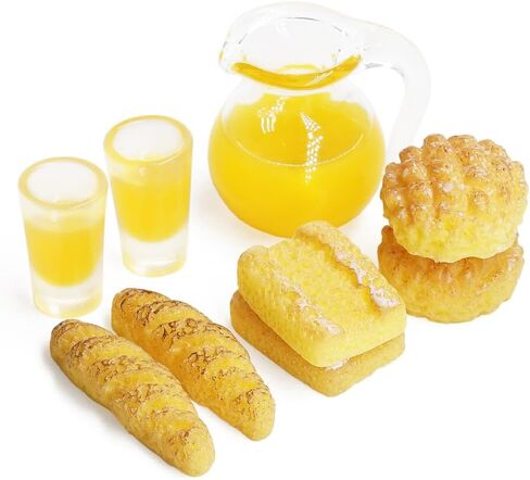 Odoria 1/12 إبريق الحليب المصغر والخبز 6pcs المصغرة دمية الديكور ملحقات دمية البيت الملحق in Saudi Arabia