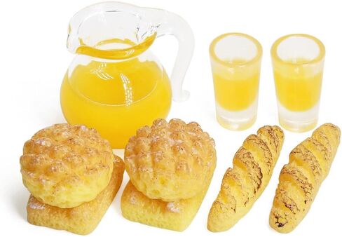 Odoria 1/12 إبريق الحليب المصغر والخبز 6pcs المصغرة دمية الديكور ملحقات دمية البيت الملحق in Saudi Arabia
