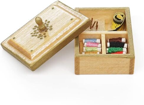 Odoria 1/12 Miniature Sewing Box Dollhouse Decoration Accessories, Burlywood in Saudi Arabia