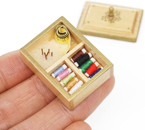 Odoria 1/12 Miniature Sewing Box Dollhouse Decoration Accessories, Burlywood in Saudi Arabia