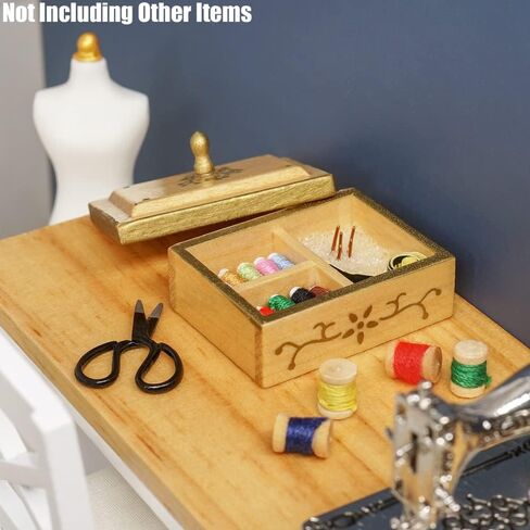 Odoria 1/12 Miniature Sewing Box Dollhouse Decoration Accessories, Burlywood in Saudi Arabia
