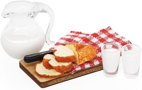 Odoria 1/12 Miniature Milk Pitcher Jug and Bread Board Dollhouse Decoration Accessories in Saudi Arabia