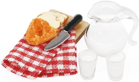 Odoria 1/12 Miniature Milk Pitcher Jug and Bread Board Dollhouse Decoration Accessories in Saudi Arabia