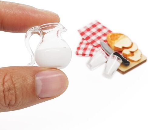 Odoria 1/12 Miniature Milk Pitcher Jug and Bread Board Dollhouse Decoration Accessories in Saudi Arabia