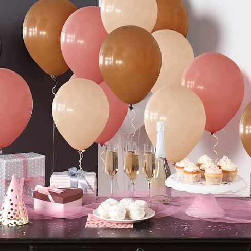 Sumind 70 PCS Retro Blush Pink Balonons 10 inch Dusty Pink Nude Balloons Decor مع 33 قدمًا من الشريط الذهبي للعرائس للاستحمام بالطفل Boho Boho حفل زفاف in Saudi Arabia