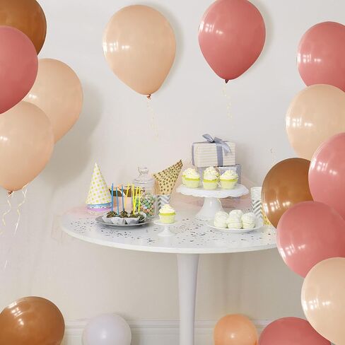 Sumind 70 PCS Retro Blush Pink Balonons 10 inch Dusty Pink Nude Balloons Decor مع 33 قدمًا من الشريط الذهبي للعرائس للاستحمام بالطفل Boho Boho حفل زفاف in Saudi Arabia