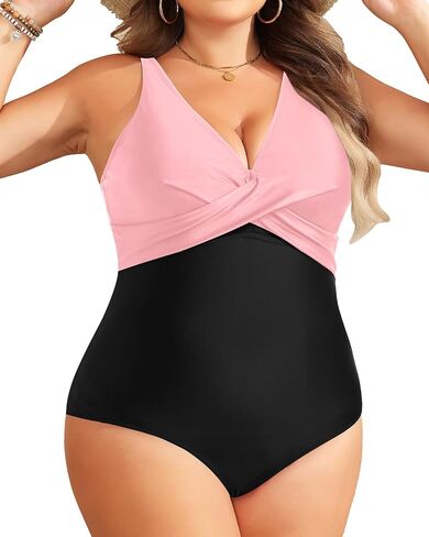 Yonique Plus Size Swimsuit One Piece Bathing Suits for Women Tummy Control Slimming Swimwear Black and White Stripe 18 Plus in Saudi Arabia