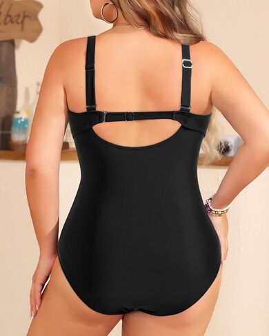 Yonique Plus Size Swimsuit One Piece Bathing Suits for Women Tummy Control Slimming Swimwear Black and White Stripe 18 Plus in Saudi Arabia