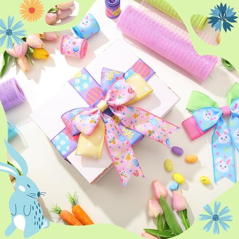 10 Pcs Halloween Ribbon 4 Rolls Mesh Ribbon and 6 Rolls Ghost Pumpkin Burlap Wired Edge Wreath Metallic Wreath Wrapping Crafts for Halloween Home Party Decorative DIY Craft in Kuwait