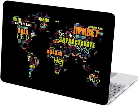 MINGDAO Compatible with Microsoft Surface Laptop Go 2/1 12.4 inch Hard Protective Shell Cace and Keyboard Cover (Models:2013&1943, 2022 2020 Release) - Typographical World Map Different Language Hello in Saudi Arabia