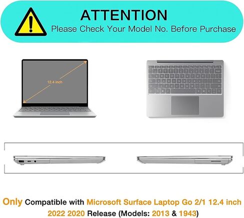 MINGDAO Compatible with Microsoft Surface Laptop Go 2/1 12.4 inch Hard Protective Shell Cace and Keyboard Cover (Models:2013&1943, 2022 2020 Release) - Typographical World Map Different Language Hello in Saudi Arabia