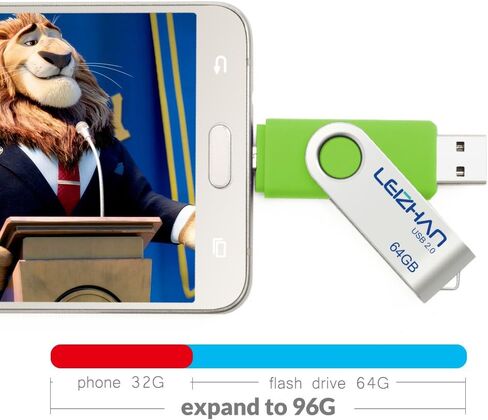 leizhan 64 gb USB Flash Drive 3.0 for Samsung Galaxy S4 S5 S6 S7 HTC Nokia Moto Huawei, Micro-USB 3.0 Pendrive, Blue in Kuwait