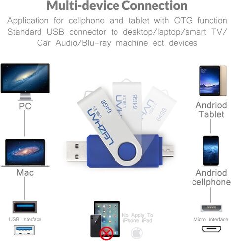 محرك فلاش Leizhan 64 جيجابايت Micro USB 3.0 OTG Memory Stick لهواتف Android والأجهزة الدقيقة وأجهزة الكمبيوتر، محرك أقراص Micro-USB 3.0، أرجواني in Kuwait